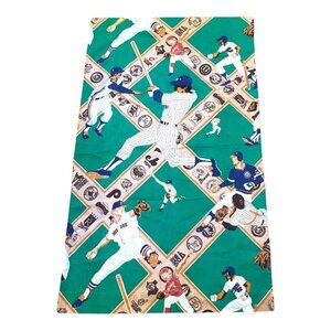 Vintage MLB Baseball Players Fabric Panel 43" X 27" Sports Themed Cotton Crafts